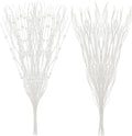 SLK 16-Pack Artificial Glitter Berry Stem Ornaments, Christmas Decorative Glittery Twigs, Picks, Branches for Tree, Wreath, Small Vase, Halloween Party (White)