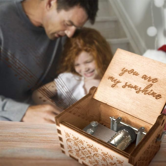 Ucuber You are My Sunshine Music Box, Wood Laser Engraved Cute Box Best Gift for Wife, Son, Daughter, Dad, Mom, Wedding Anniversary Birthday Christmas Valentine's Day