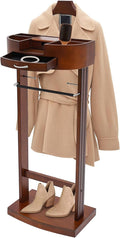 Clothing Suit Rack with Top Tray,Tall Closet Storage Organizer Suit Valet Stand for Man,Steamer Stand Hat Holder, Coat Hanger, Tie & Belt Hooks and Shoe Rack for Entryway Office Living Room