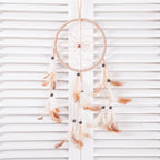 15" Traditional Beige Dream Catcher with Feathers Wall or Car Hanging Ornament Single Circle
