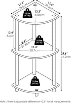 Furinno TURN-N-TUBE Corner Shelf, 3-Tier Corner Bookshelf, Display Storage Shelves with Open Shelves, for Organization and Storage, Living Room, Home Office, Garage, Dark Walnut