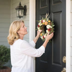 Sattiyrch 15" Wreath Hanger for Front Door,Sturdy Steel Wreath Door Hanger,Over The Door Hanger Hook (Black,2)