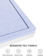 Fluxynara Bulletin Board,35.4" x 23.6" Cork Board Alternative with 12 Safe Removable Adhesive Tabs, Foldable Felt Pin Board for Home Office, Classroom, Bedroom,Entryway for Walls—Soft Periwinkle