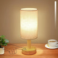 Rechargeable Cordless Touch Table Lamp with Stepless Dimming,Natural Wood Base&Linen Shade,Small Battery Wireless Ambient Night Light for Bedroom,Bedside,Nightstand,Nursery,Kitchen,Camping,Outdoor