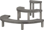 MyGift 3 Tier Cupcake Stand, Vintage Gray Weathered Solid Wood Semicircle Dessert Appetizer Stands, Tiered Platform Display Risers for Spice Jars Cosmetics, 3-Piece Set