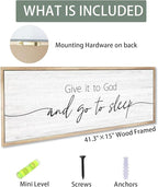 Give It to God and Go to Sleep Sign Framed Large 41''×15'' Above Bed Wall Decor for Bedroom Farmhouse Wall Decor Guest Room Decor Rustic Master Bedroom Wall Decoration Wood Wall Art (brown frame)