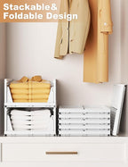 4 Pack Closet Organizer System, Stackable Plastic Clothes Storage Basket, Stackable, Foldable Organizers for Wardrobe Clothes Organizer Suitable for Bedrooms Bathrooms Kitchen Living Rooms Office Dorm