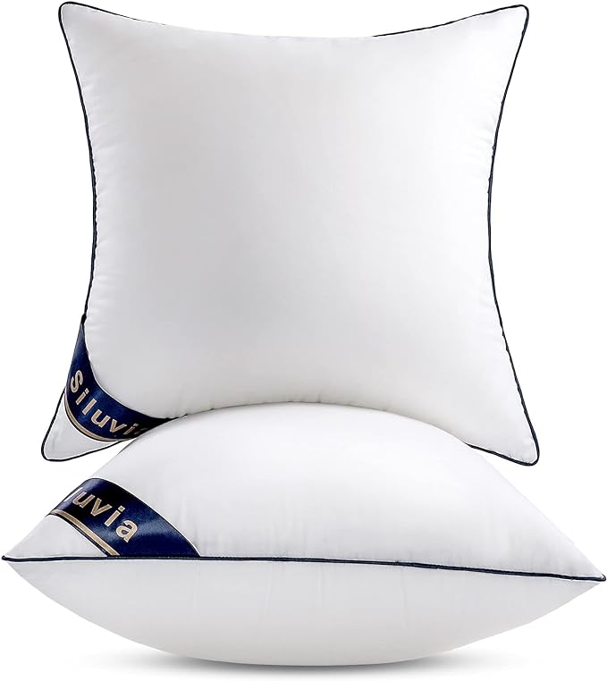 Siluvia Euro Pillows 26x26 Pillow Inserts Set of 2 Square Throw 26 Pillow with 100% Cotton Cover for Sofa, Couch, and Bed - White