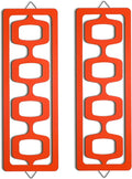 CroBlissful 2 Pcs Mid Century Modern Wall Art Wood Mid Century Elegance Decor Accents Abstract Wall Sculpture Geometric Panels for Interior Panel Art for Home Living Room(Orange)