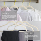 MIZGI Premium Velvet Hangers Pack 30 Pcs Heavyduty - Non Slip Slimline - Velvet Suit Hangers Ivory - Gold Hooks,Space Saving Clothes Hangers