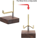 Hipiwe 2Pcs Small Display Stand Adjustable Metal Arms and Wooden Base - Decorative Plates Display Stand Easel Holder for Crystal Fossil Slice Coral Geodes Rock Mineral Agate, 2"x2"x3.2"
