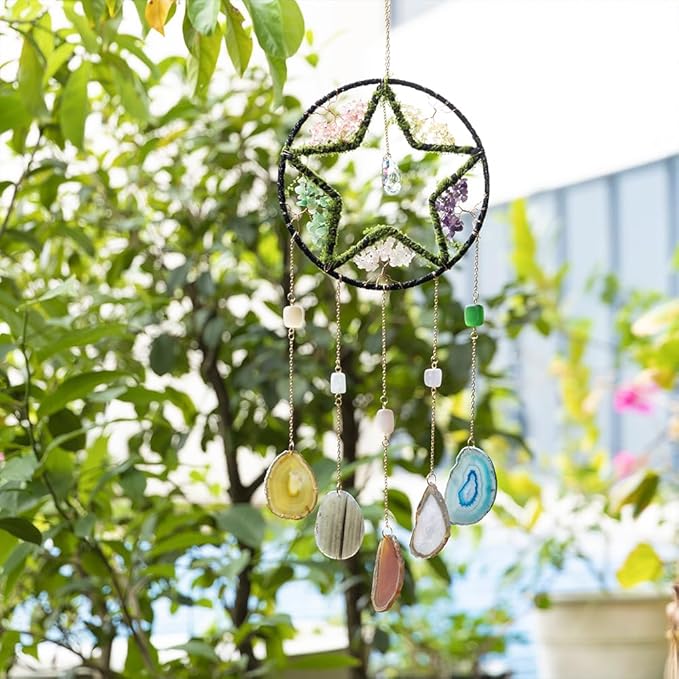 Large Dream Catcher Crystal Star Dream Catchers for Adults Crystal Suncatcher Prism Hanging Window Wall Room Decor Handmade Gift for Girls Boys