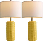 PoKat 23" Yellow Table Lamps Set of 2, Modern Living Room End Table Lamps Decor, Ceramic Lamps for Living Room, Contemporary Nightstand Lamps for Side Console Table Hallway Gift