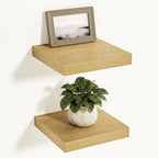 Vivelove 12 Inch Deep Floating Shelves 12 inch Long, Over Toilet Shelf with Invisible Brackets, Shelf for Bedroom Bathroom Living Room Kitchen Office, Rustic Farmhouse Decor, 12x12x1.5 Set of 2, Oak