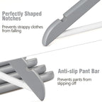 TOPIA HANGER Premium Wooden Hangers with Non-slip Pant Bar, 360°Swivel Hook and Shoulder Notches, 16 Pack Solid Wood Clothes Hangers for Suit, Coat, Jacket, Camisole(Grey/White)-CT35GW6