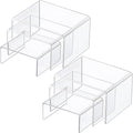 Chuangdi 2 Sets Acrylic Display Risers, Product Stand, Jewelry Display Riser Shelf Showcase Fixtures for Dessert Cupcake Candy Figure Treat Action Showcase(Clear,Small Set)