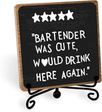 Funny Home Bar Plaque, Wooden with Stand, Bar Table Decorations, Desk Shelf Decor Supplies