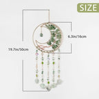 Green Gemstone Dream Catcher 7 Chakras Tree of Life Moon Dream Catchers with Healing Crystal Stones Handmade Suncatcher Dreamcatcher Wall Decor for Adults Living Room,Bedroom,Garden,Bless Gift