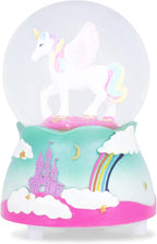 Elanze Designs Flying Rainbow Unicorn 80MM Sturdy Wind Up Musical Glitter Water Snow Globe Tabletop Dresser Nightstand Figurine Decoration Plays Tune The Unicorn