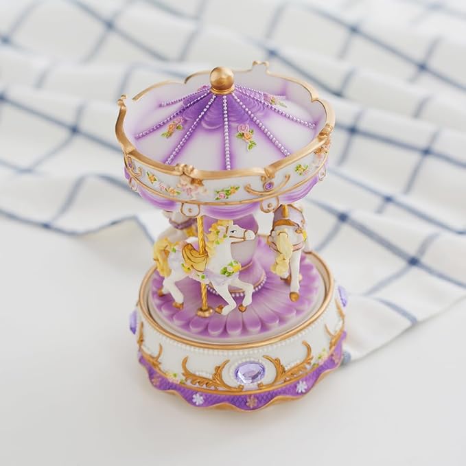 LOVE FOR YOU Gift-Wrapped Musical Carousel Music Box Color Lights Merry Go Round Horses Unicorn Decor Gifts for Girls and Daughter Granddaughter Niece Women Kids Christmas Birthday