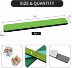 Vuzvuv 8 pcs Bulletin Board Bar Strips with 50 Pushpins & 10 Wooden Clip pins，Self Adhesive Cork Board for Wall，Felt Pin Board for School，Office Decor(Multi-Green)