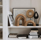 Wooden Arch Decor Set of 3 - Shelf Decor Aesthetic for Coffee Tables, Consoles, Bookcases, & Entryways - Scandinavian & Japandi Home Decor Accents - Wood Decorative Objects