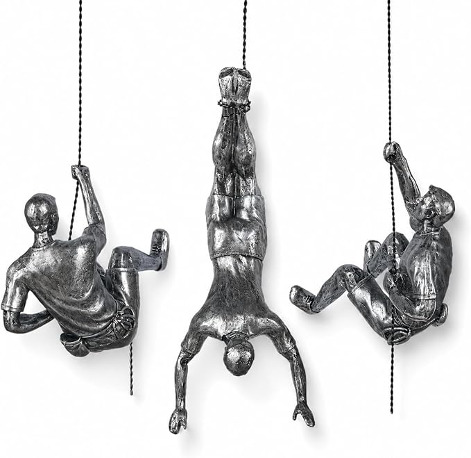 Large Set of 3 Climbing Men Wall Art Decor Sculpture,Nordic Modern Simplicity Decorative Wall Art, Climbing Man Sculptures,Home & Office Climber Gifts