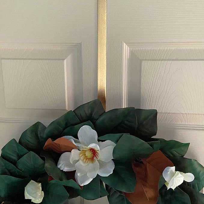 Haute Decor Dual-Sided Over The Door Wreath Hanger (Glimmering Gold) Hang Decorations on Both Sides of Your Door - Holds Even Heavy swags and Wreaths, up to 20 pounds on Each Side