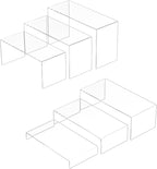 Sezanrpt Acrylic Display Risers 6pcs, Clear Rectangular Display Organizer Stands, Acrylic Display for Funko Pop Figure, Desserts, Cupcake, Toys, Collectibles, Merchandises - 7.5''x8''x8.5''x9''x9.5''x10''
