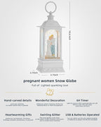 Pregnant Mom Snow Globe Decorations Gift Christmas Snow Globe, 6H Timer, Battery & USB Operated Christmas Lantern, New Mothers Gifts for Expectant Dad and Mom