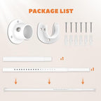 Closet Rod 17-39 Inches, Adjustable Heavy Duty Metal White Closet Rods for Hanging Clothes 1.3 Inches Diameter for Wardrobes Laundry