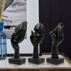 3 Pcs Thinker Statue,Modern Home Resin Sculptures,Collectible Figurines for Home Office Bookshelf Desktop Decor(Black)