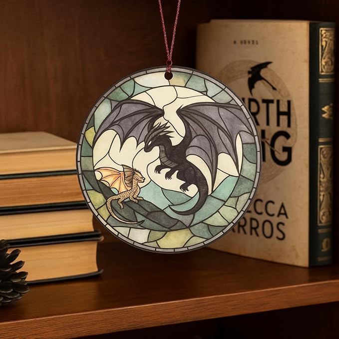 Dragon Ornament, Fantasy Acrylic Round Ornament with Two Dragons, Gothic Home Decoration, Mythical Creature Christmas Ornament 2026, Unique Gift for Dragon Lovers, Fantasy Decor for Men and Women