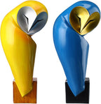 Thyle 2 Pcs Mid Century Modern Owl Statue for Home Decor Accents Resin Owl Sculpture Handmade Vintage Modern Birds Statue for Bookshelves Desk Living Room Display Collectible Gift (Classic,11.8 Inch)