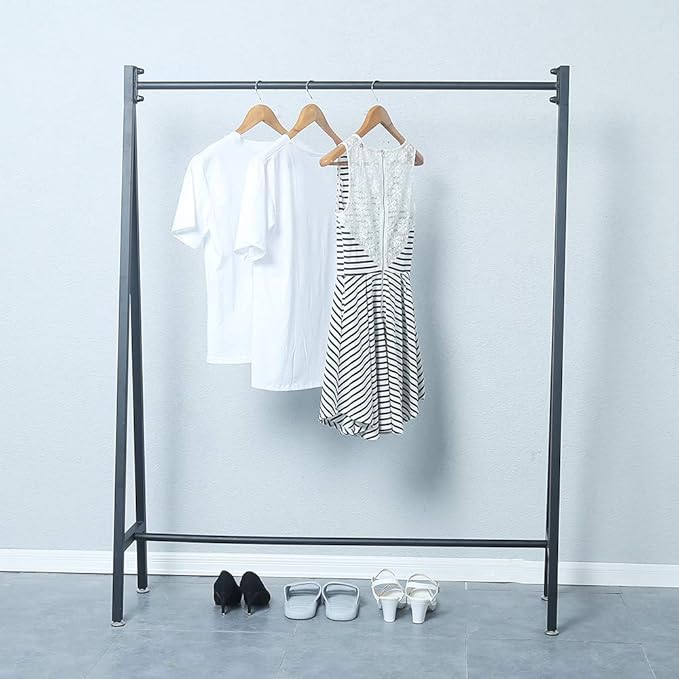 Black Modern Clothing Rack Metal,Retail Clothing Racks for Boutiques,Clothes Racks for Hanging Clothes,59in Industrial Iron Garment Rack