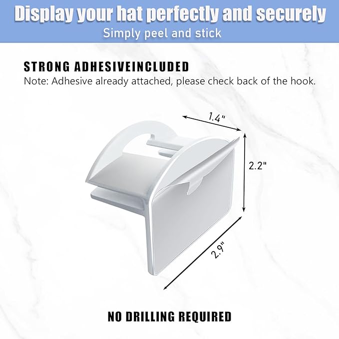 Baseball Hat Holder for Wall (White-20)