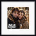 Rempry 12x12 Picture Frame, Display Pictures 8x8 with Mat or 12x12 Without Mat, Wall Hanging or Tabletop Photo Frame with Shatter Resistant Plexiglass, Black, 1 Pack