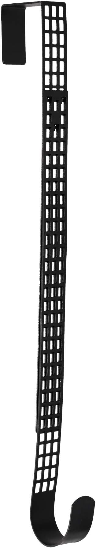 Haute Decor Hook & Lattice Metal Adjustable Length Over The Door Wreath Hanger, Matte Black (1 Pack) - Strong Unique Modern Design, Holds 20 Pounds