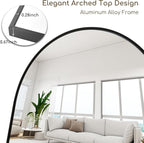 Prywot Arched Floor Mirror, 57 "x 20" Full Length Mirror Wall Mirrors Hanging or Leaning Arched-Top Full Body Mirrors with Stand for Bedroom, Dressing Room, Black
