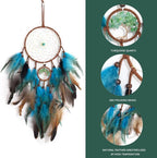 Dream Catcher Blue Tree of Life with Feathers, Handmade Indians Traditional Circular Net for Wall Hanging Decor, Bedroom Kids, Home Decoration Wedding Party Blessing Gift