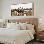 BINCUE Large Mountain Wall Art Framed Boho Wall Decor Mountain Artwork Landscape Wall Pictures Rustic Mountains Paintings Boho Landscape Art Prints Rustic Farmhouse Decor for Office Living Room Bedroom 20x40 Inches