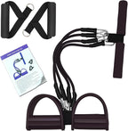 Pedal Resistance Band, 4-Tube Elastic Pull Rope, Sit-up Equipment, Yoga Strap Bodybuilding Expander, Exercise Bands, Fitness Equipment for Abdomen, Waist, Arm, Leg Stretching Slimming Training