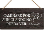 Wooden Sign Room Decorations Spanish Sign Bible Quote Spanish Farmhouse Family Wall Decor Rustic Wood Hanging Wall Art 12 X 6 Inch