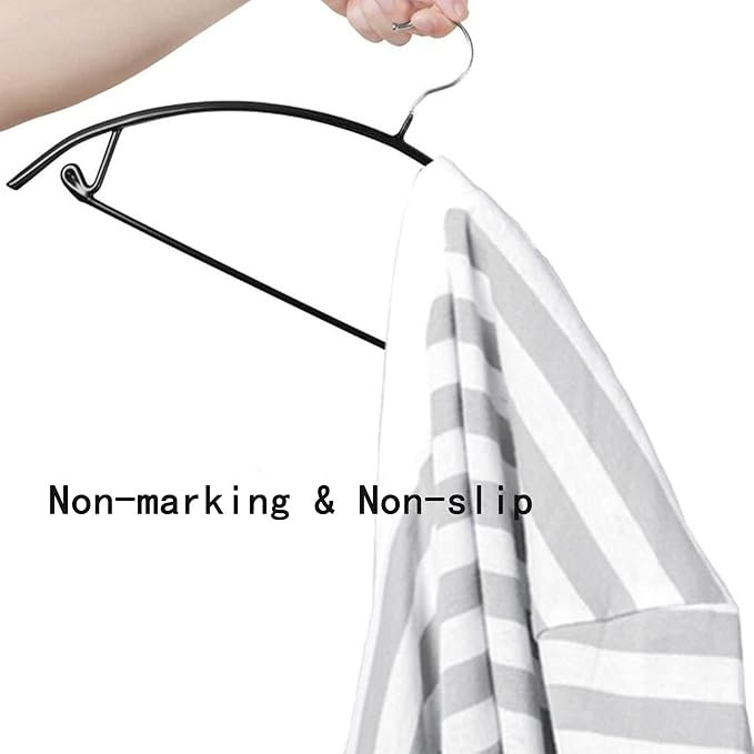 Gold Hangers 100 Pack - Heavyduty Non Slip Slimline Suit Jacket T Shirt Hangers - Space Saving (Black)