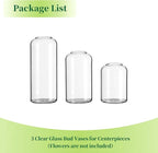 Glass Bud Vases for Flowers - Hewory Blown Modern Small Glass Vases for Centerpieces Set of 3, Mini Clear Bulk Flower Vases for Wedding Party Events Home Decor Floral Arrangements (Not Include Flower)
