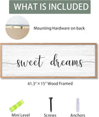 Sweet Dreams Wall Decor Above Bed 41.3''×15'' Large Farmhouse Wall Decor for Bedroom Guest Room Decor Framed Wood Wall Art Rustic Master Bedroom Wall Decoration (brown frame)