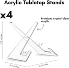 Americanflat Acrylic Easel Stand - 6" Tabletop Easel and Plate Stand - Set of 4 - Lightweight Display Holders for Photos, Cards, Frames, Books, Magazines, Albums - Home or Office Decor
