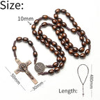 KUXBET 12 Inch Wall Crucifix With Wooden Cross Necklace, Catholic Wooden Jesus Christ Wall Hanging for Home Decor