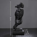 aboxoo Thinker Statue, Silence is Gold Abstract Art Figurine, Modern Home Resin Sculptures Decorative Objects Piano Desktop Decor for Creative Room Home, Office Study Decor (Black)