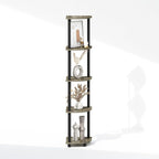 Furinno Turn-N-Tube Storage Shelves, 5-Tier Book Shelf, Corner Shelf, Toolless Open Shelves, for Organization and Storage, Living Room, Home Office, Hallway, Bedroom, French Oak